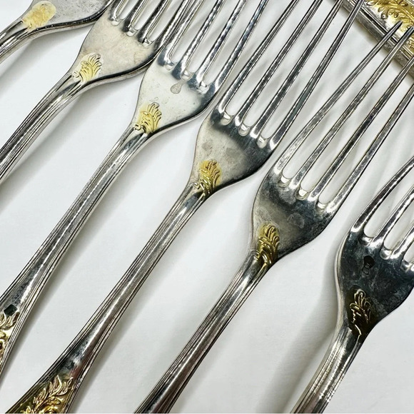 FB Rogers GOLDEN OLD VIENNA Silver Plate Gold Accent Silverware 18 Piece - Picture 3 of 4